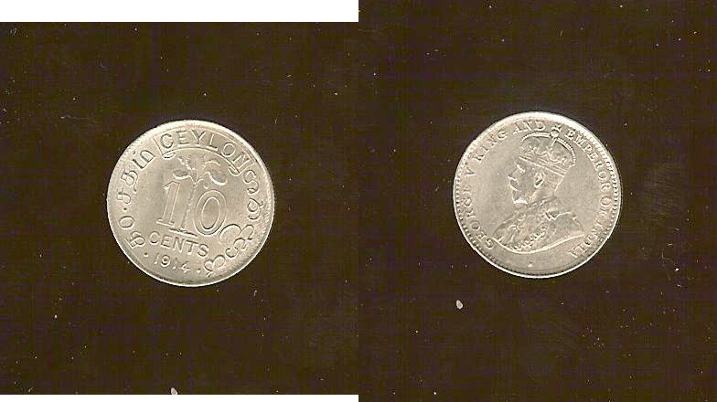 Ceylon 10 cents 1914 Unc